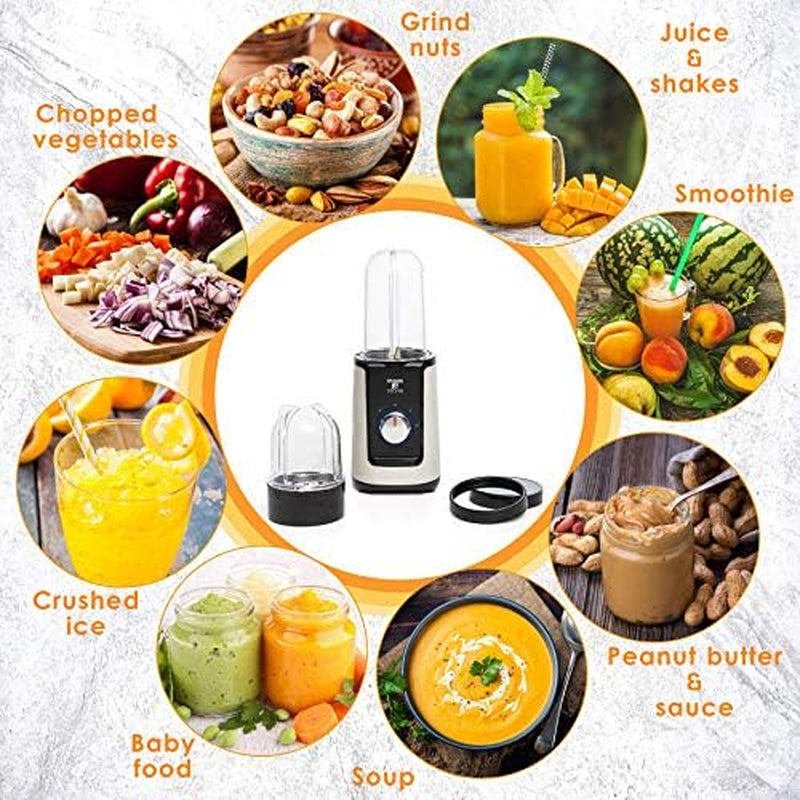 Minismoothie Blender, Compact Personal Blender with Additional Cups Bullet Shape for Frozen Drinks, To-Go Portable Cups with Lids, Juice & Smoothie Maker